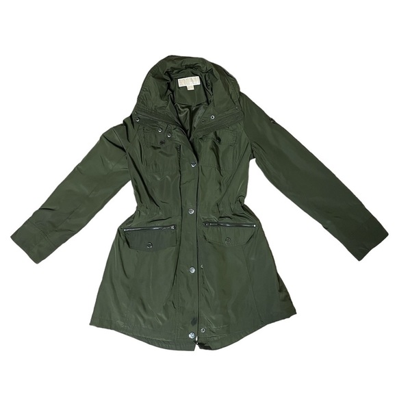 MICHAEL KORS WOMENS HOODED ANORAK JACKET SMALL DARK LODEN GREEN - Picture 6 of 17